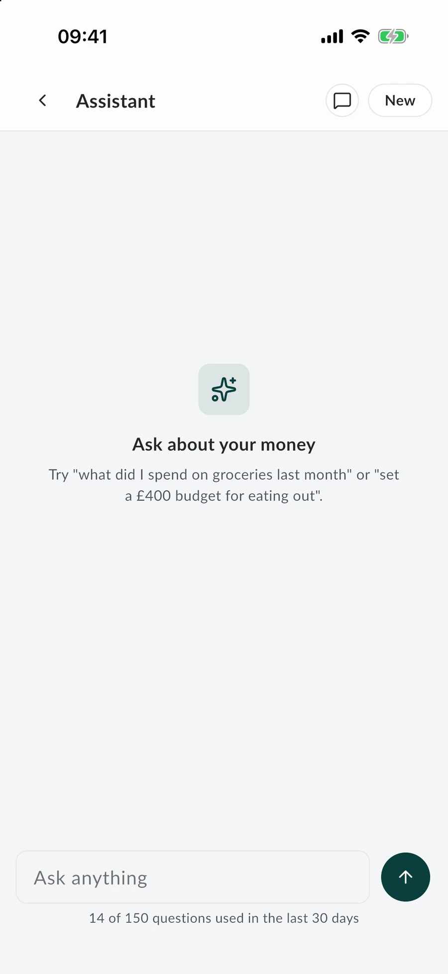 The assistant in the MintValt app, ready for a question about your money.